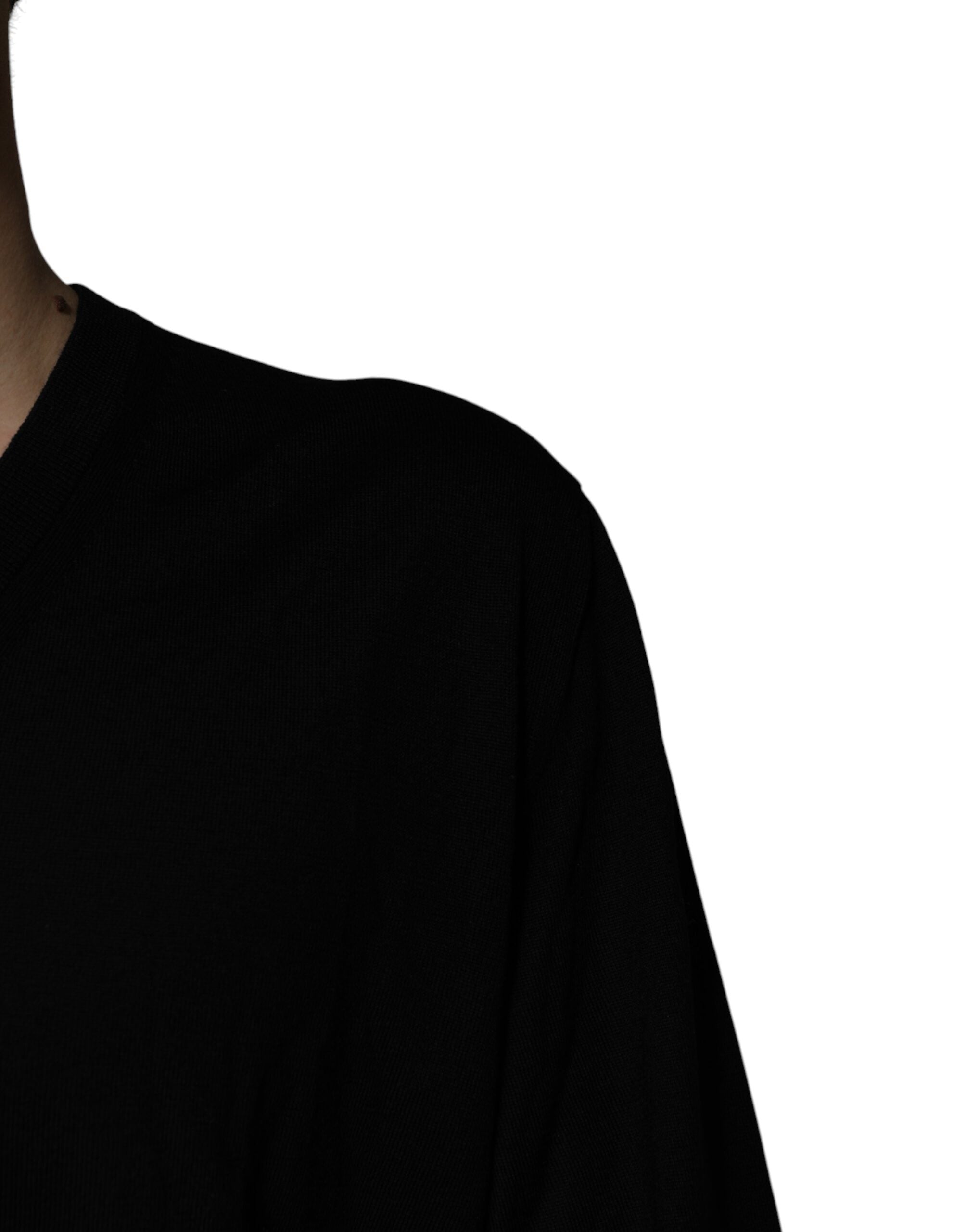 Dolce & Gabbana Schwarzer Camouflage V-Ausschnitt Pullover