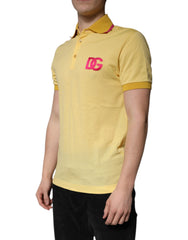 Dolce & Gabbana Gelbes Baumwoll-Polo-T-Shirt mit Logo-Kragen