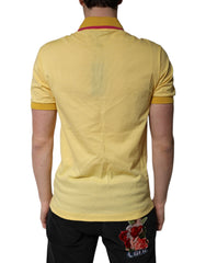 Dolce & Gabbana Gelbes Baumwoll-Polo-T-Shirt mit Logo-Kragen