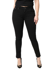 Dolce & Gabbana Schwarze Skinny Jeans aus Baumwolle mit mittlerer Bundhöhe