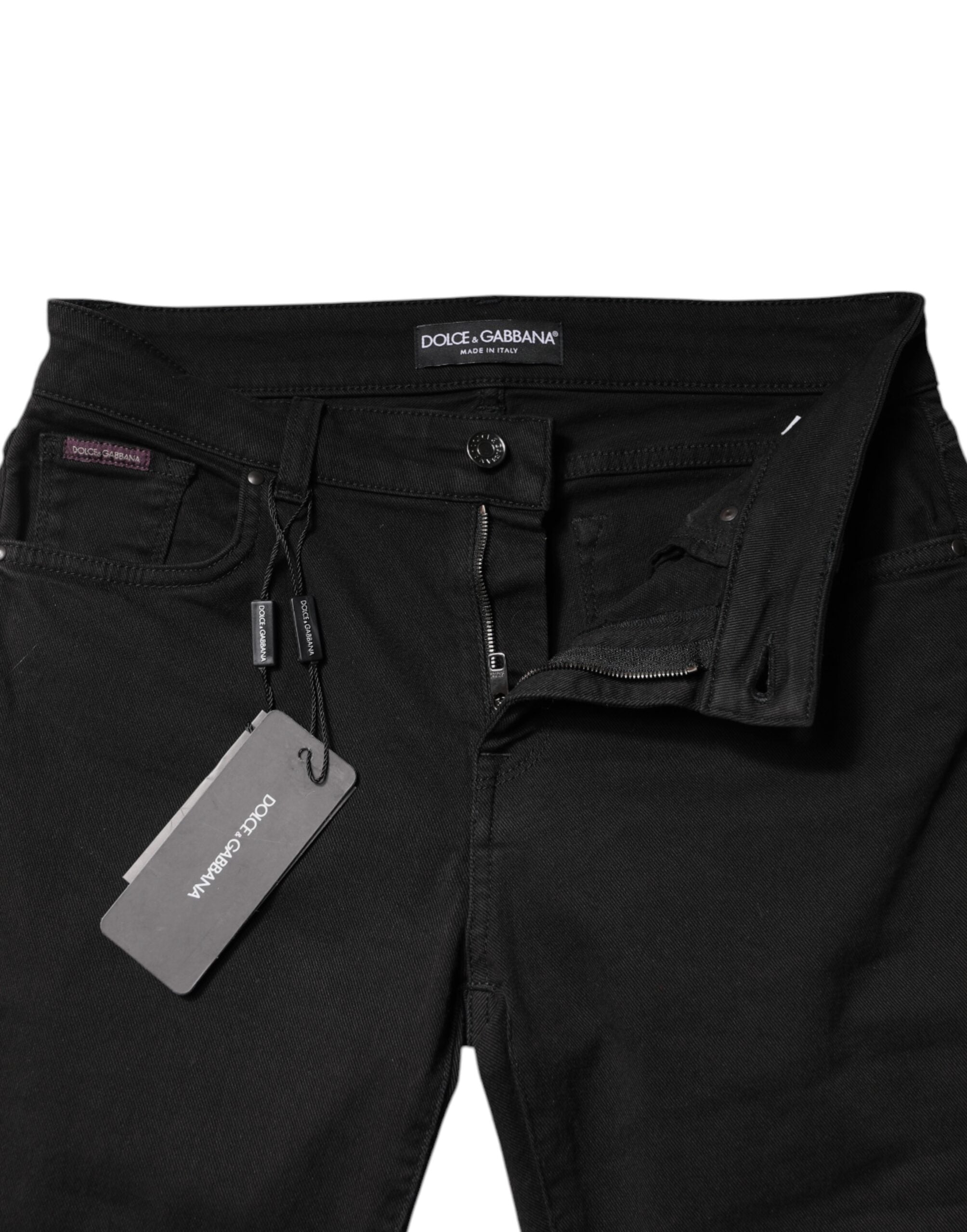 Dolce & Gabbana Schwarze Skinny Jeans aus Baumwolle mit mittlerer Bundhöhe