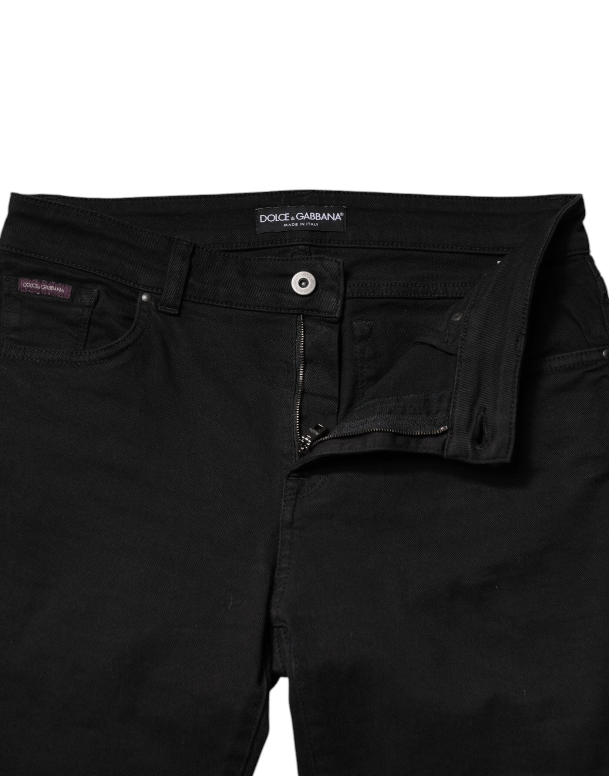 Dolce & Gabbana Schwarze Skinny Jeans aus Baumwolle mit mittlerer Bundhöhe