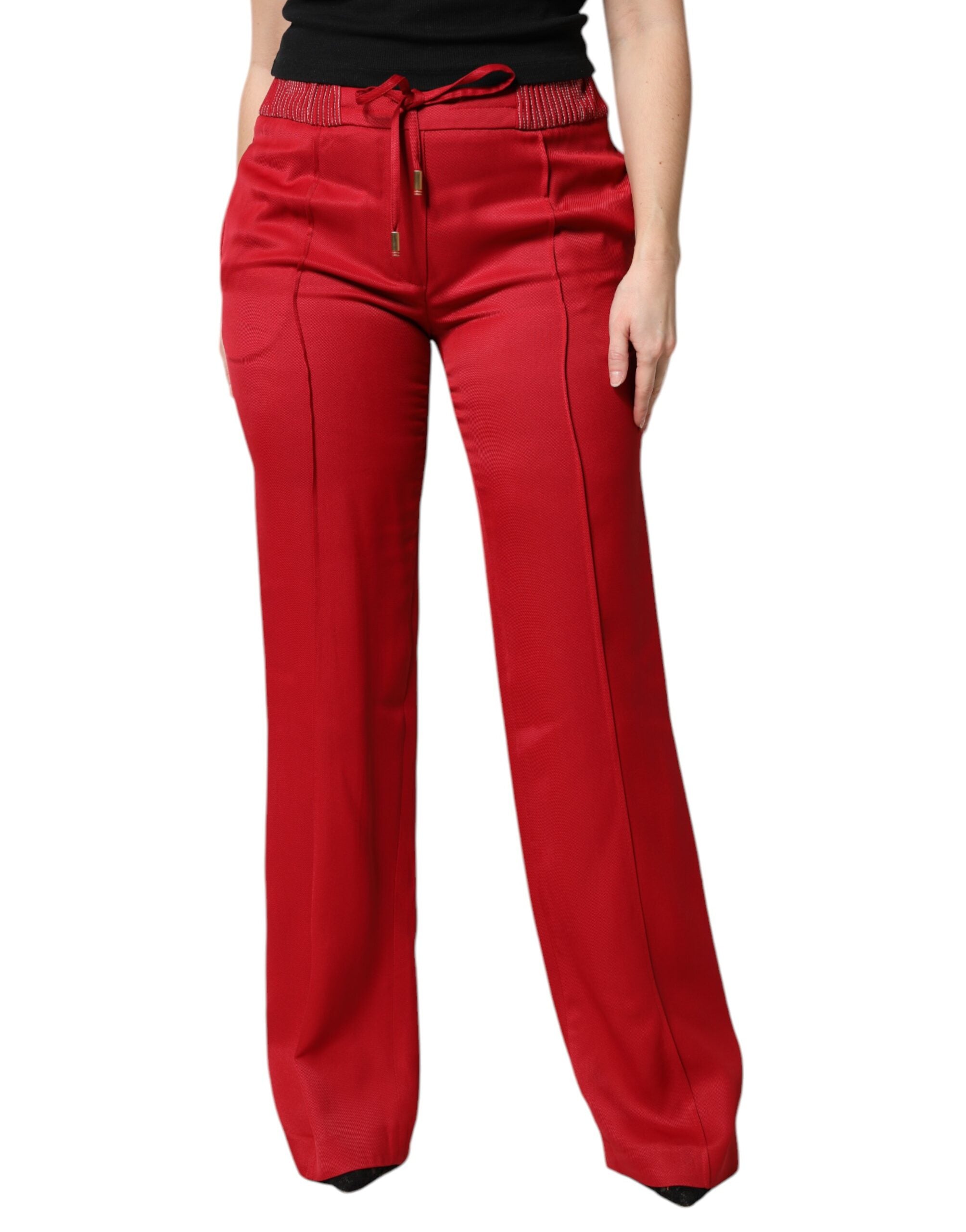 Dolce & Gabbana Rode Viscose Rechtvallende Broek