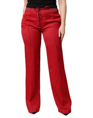 Dolce & Gabbana Rode Viscose Rechtvallende Broek