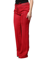 Dolce & Gabbana Rode Viscose Rechtvallende Broek