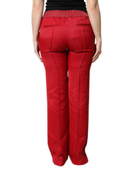 Dolce & Gabbana Rode Viscose Rechtvallende Broek