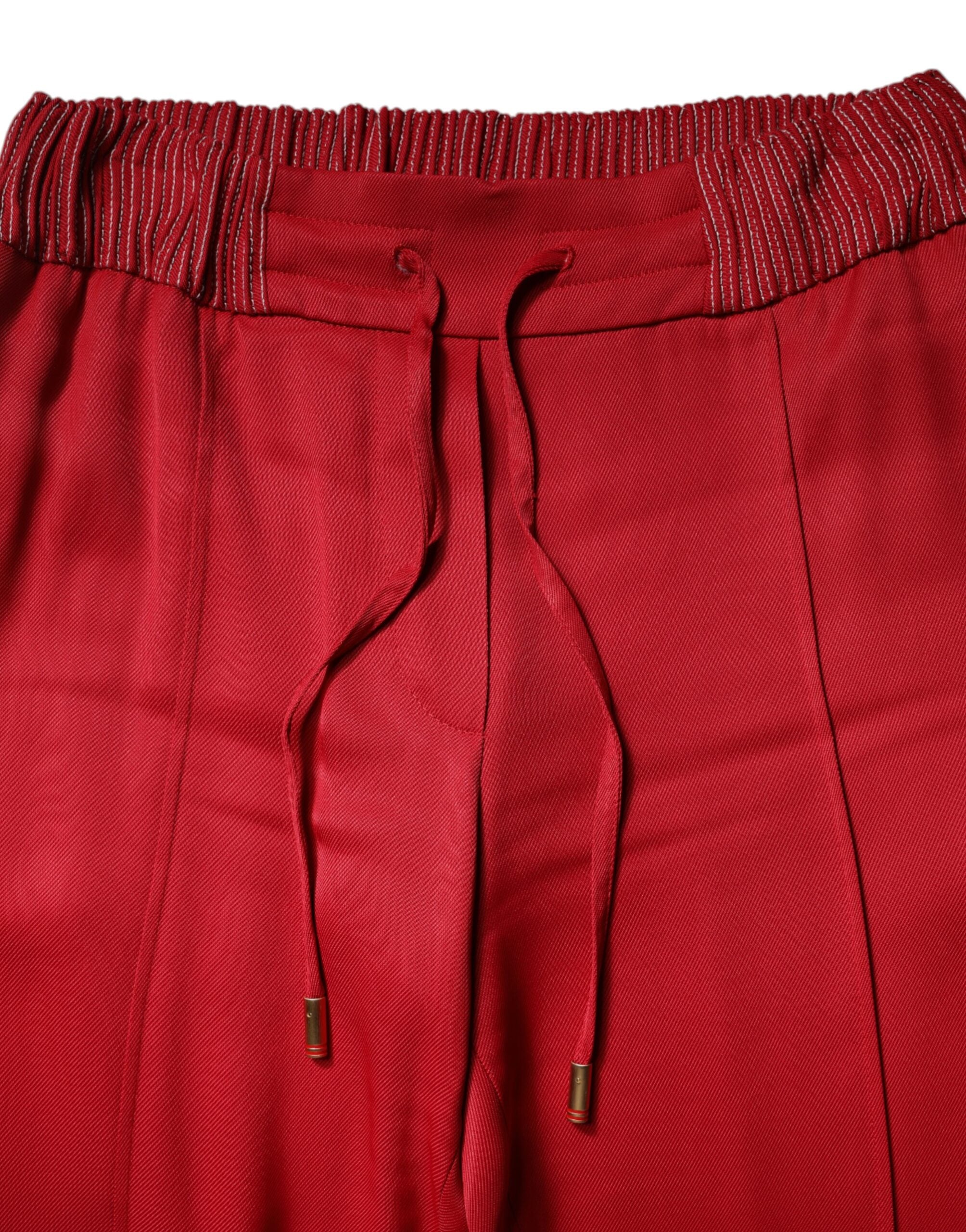 Dolce & Gabbana Rode Viscose Rechtvallende Broek
