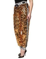 Dolce & Gabbana Metallic Gold DG Logo Pailletten-Jogginghose