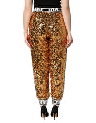 Dolce & Gabbana Metallic Gold DG Logo Pailletten-Jogginghose