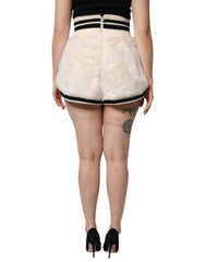 Dolce & Gabbana Weiße Kunstpelz-Hotpants mit hohem Bund