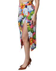 Dolce & Gabbana Mehrfarbiger Midi-Rock mit hohem Bund und Blumenmuster