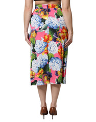 Dolce & Gabbana Mehrfarbiger Midi-Rock mit hohem Bund und Blumenmuster