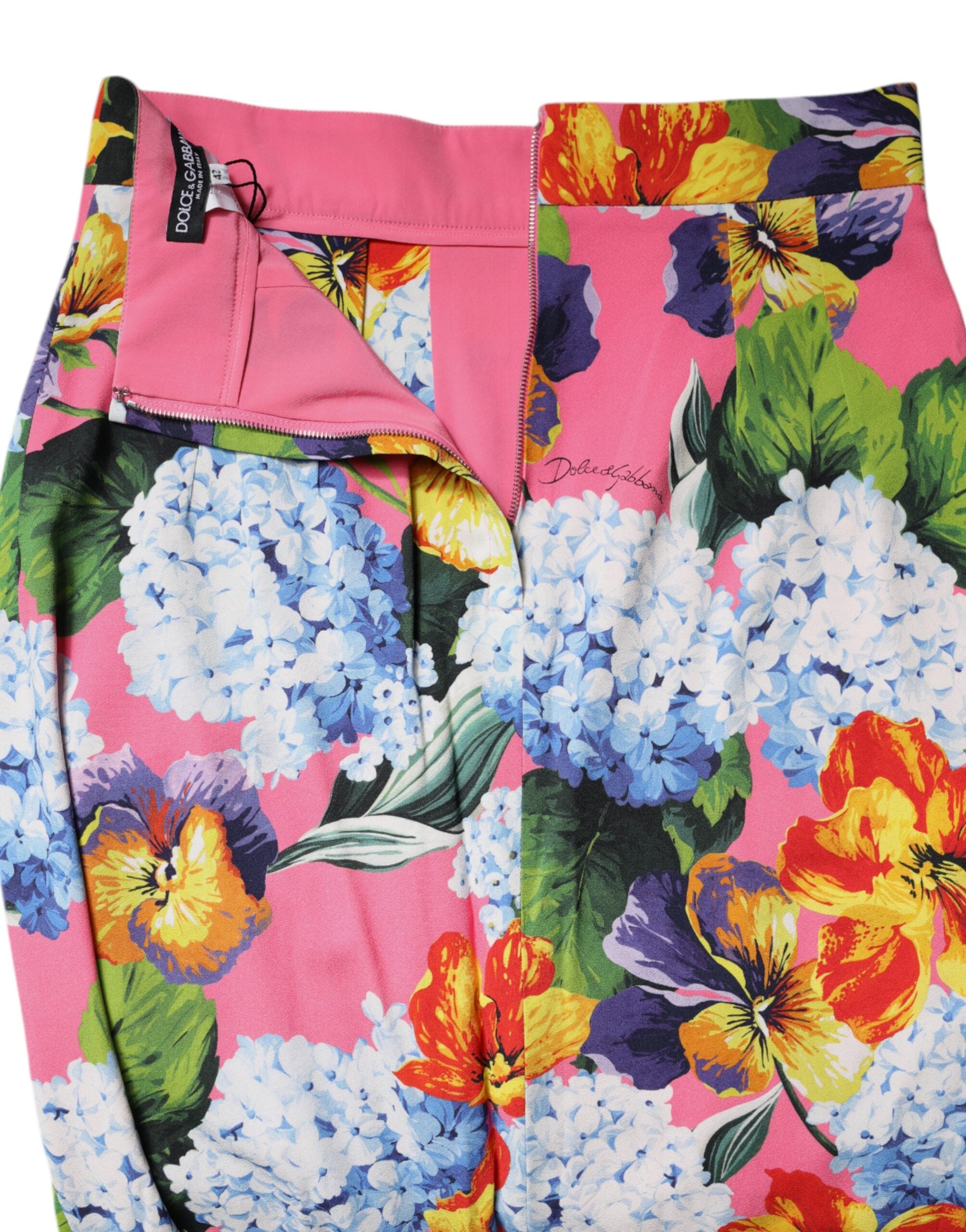 Dolce & Gabbana Mehrfarbiger Midi-Rock mit hohem Bund und Blumenmuster