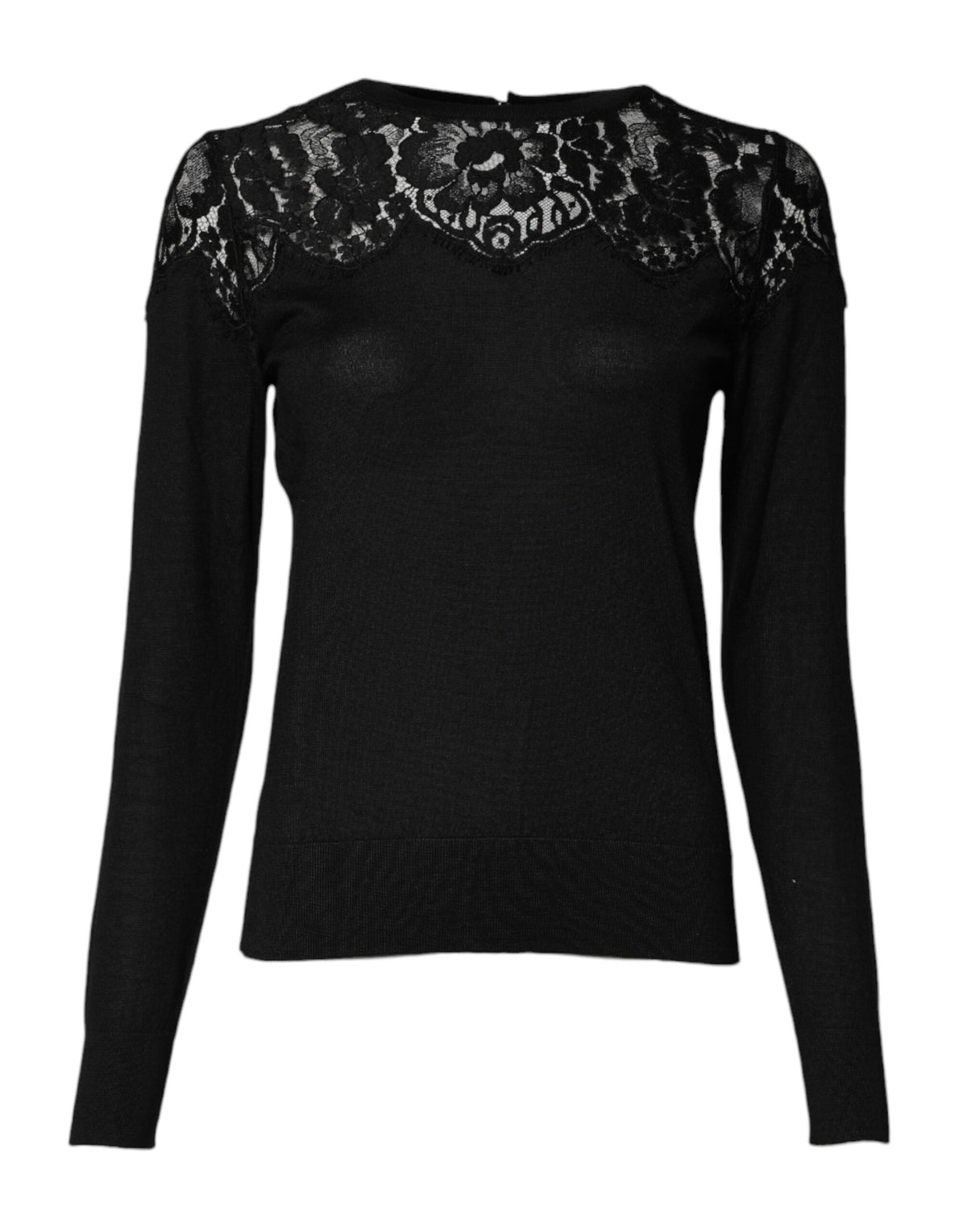 Dolce & Gabbana Schwarze Langarmbluse aus floraler Spitze