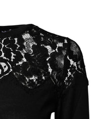 Dolce & Gabbana Schwarze Langarmbluse aus floraler Spitze