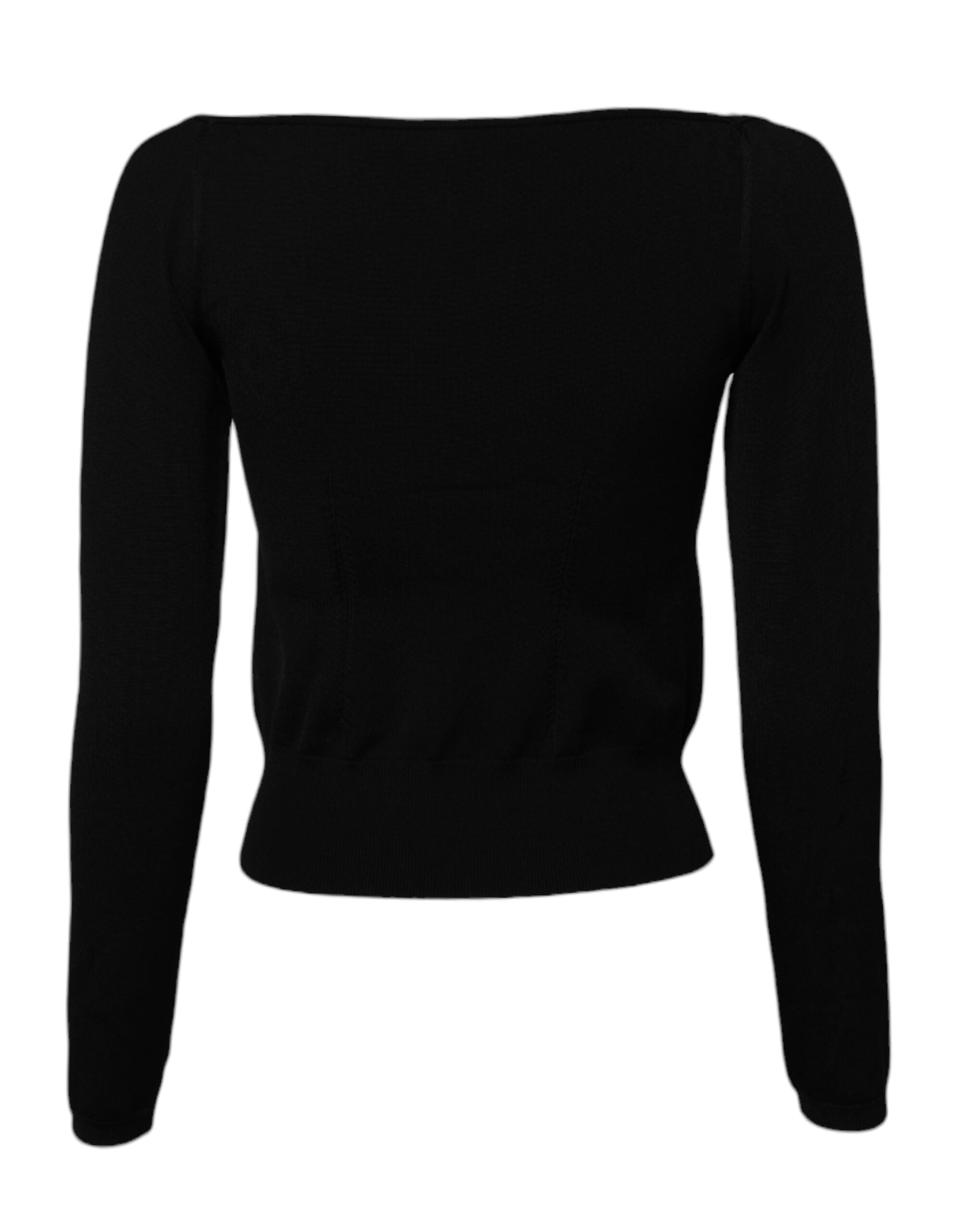 Dolce & Gabbana Schwarzer Pullover mit eckigem Ausschnitt und langen Ärmeln