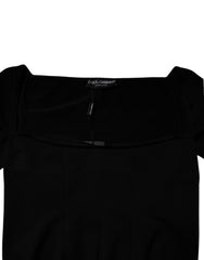 Dolce & Gabbana Schwarzer Pullover mit eckigem Ausschnitt und langen Ärmeln