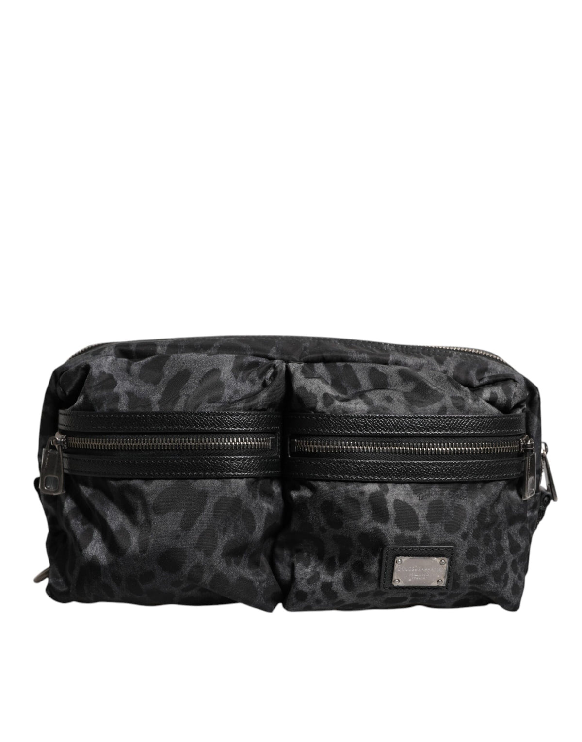 Dolce & Gabbana Schwarz Grau Leopard DG Logo Gürtel Bauchtasche