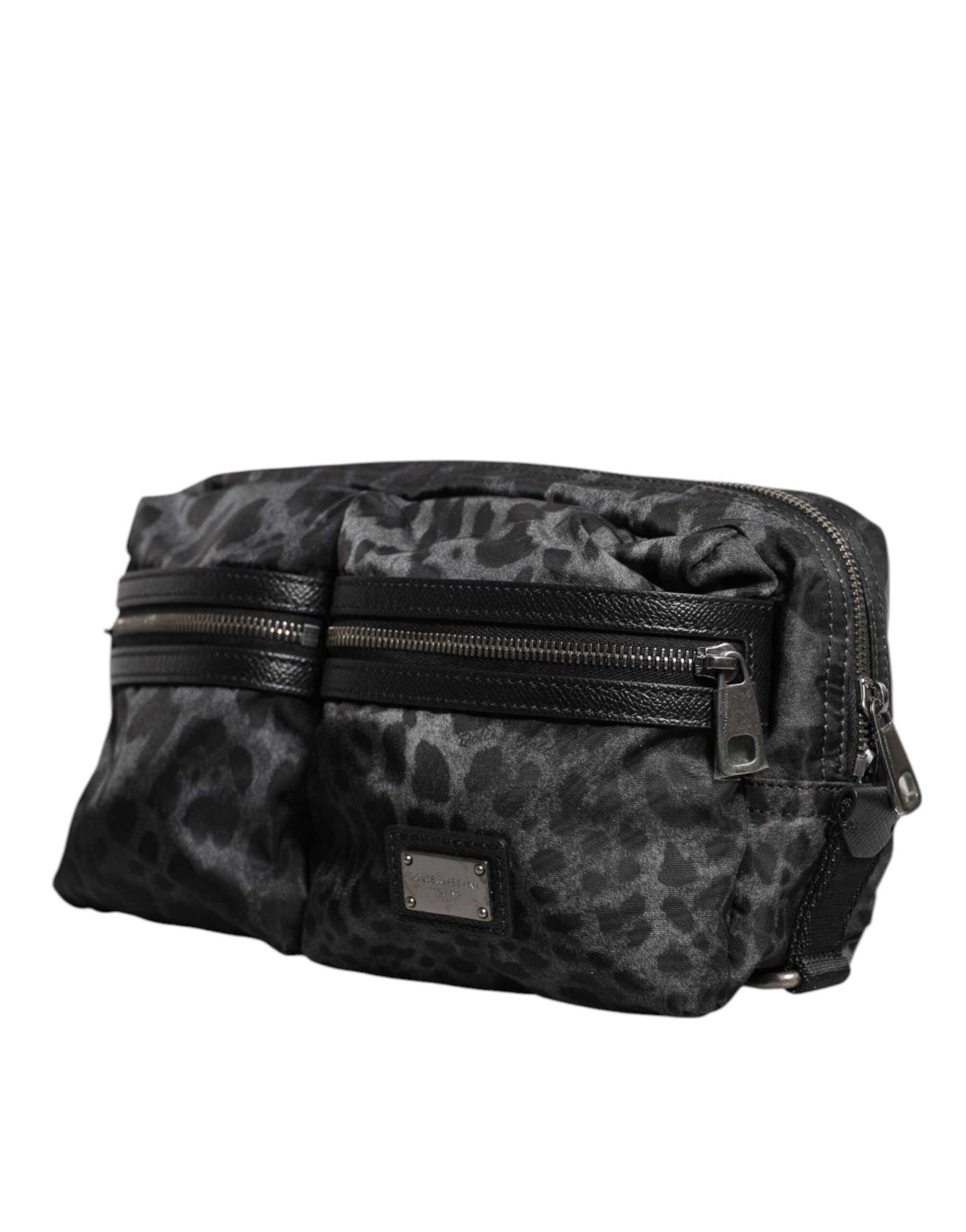 Dolce & Gabbana Schwarz Grau Leopard DG Logo Gürtel Bauchtasche