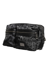 Dolce & Gabbana Schwarz Grau Leopard DG Logo Gürtel Bauchtasche
