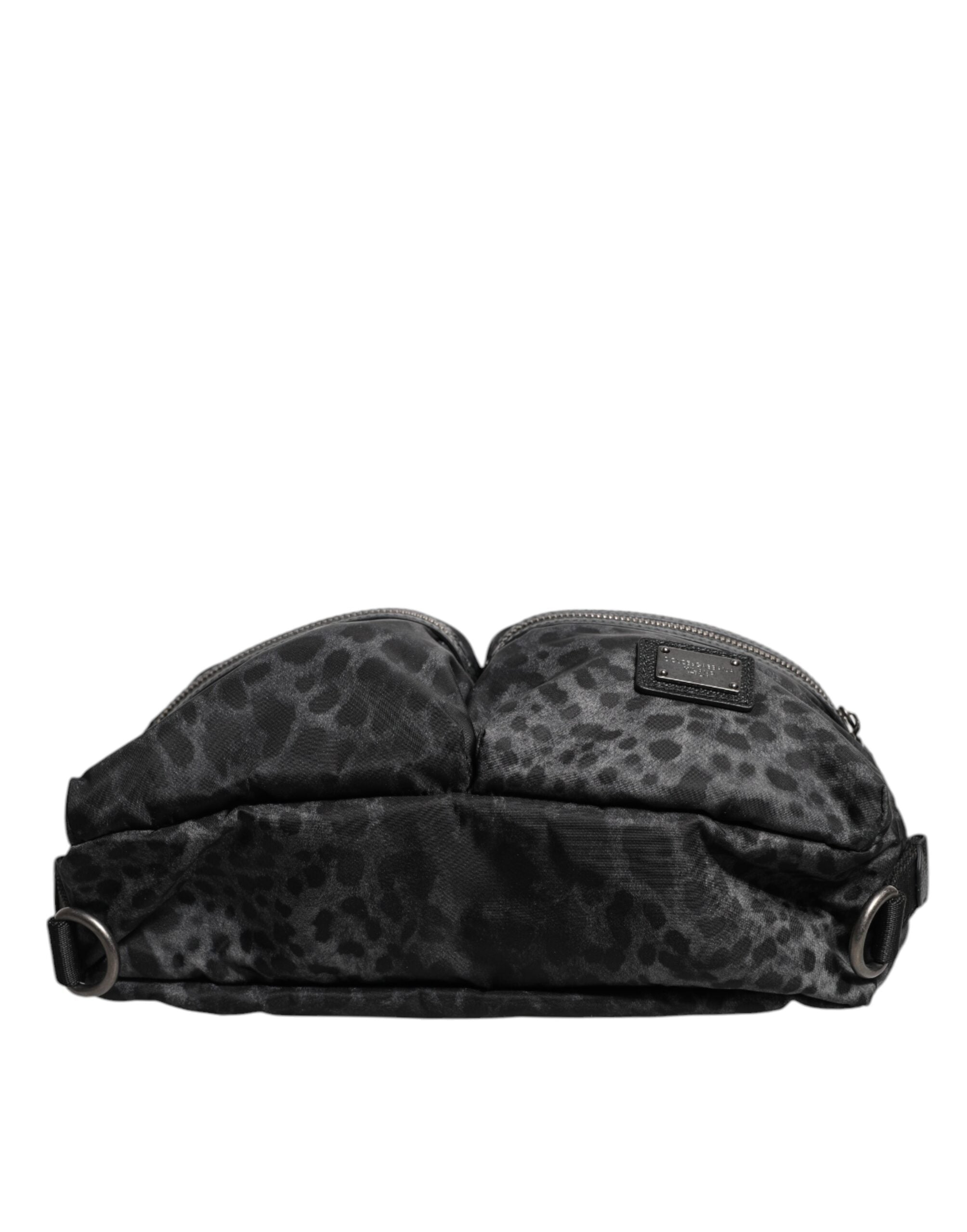 Dolce & Gabbana Schwarz Grau Leopard DG Logo Gürtel Bauchtasche