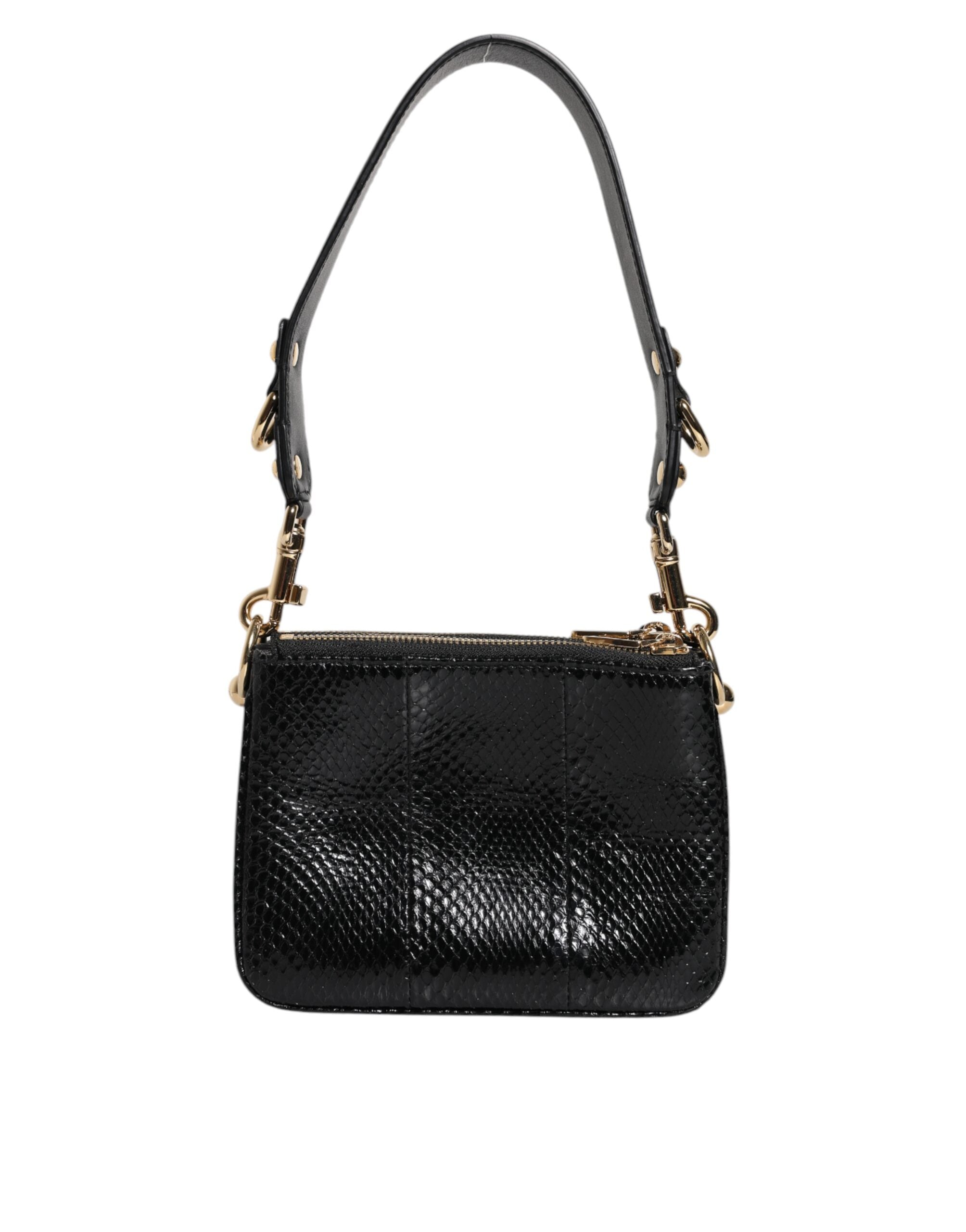 Dolce & Gabbana Zwarte Schoudertas/Clutch van Exotisch Leer