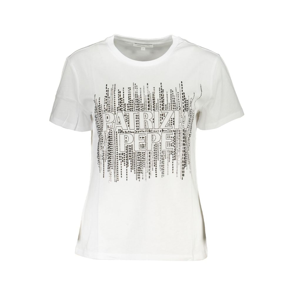 Patrizia Pepe Damen T-Shirt aus weißer Baumwolle