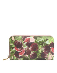 Dolce & Gabbana Multicolor Vijgenfruit Dauphine Leren Zip Around Continentale Portemonnee
