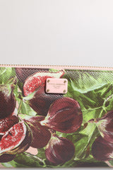Dolce & Gabbana Multicolor Vijgenfruit Dauphine Leren Zip Around Continentale Portemonnee