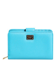 Dolce & Gabbana Light Blue Leren Bifold Continentale Clutch Portemonnee