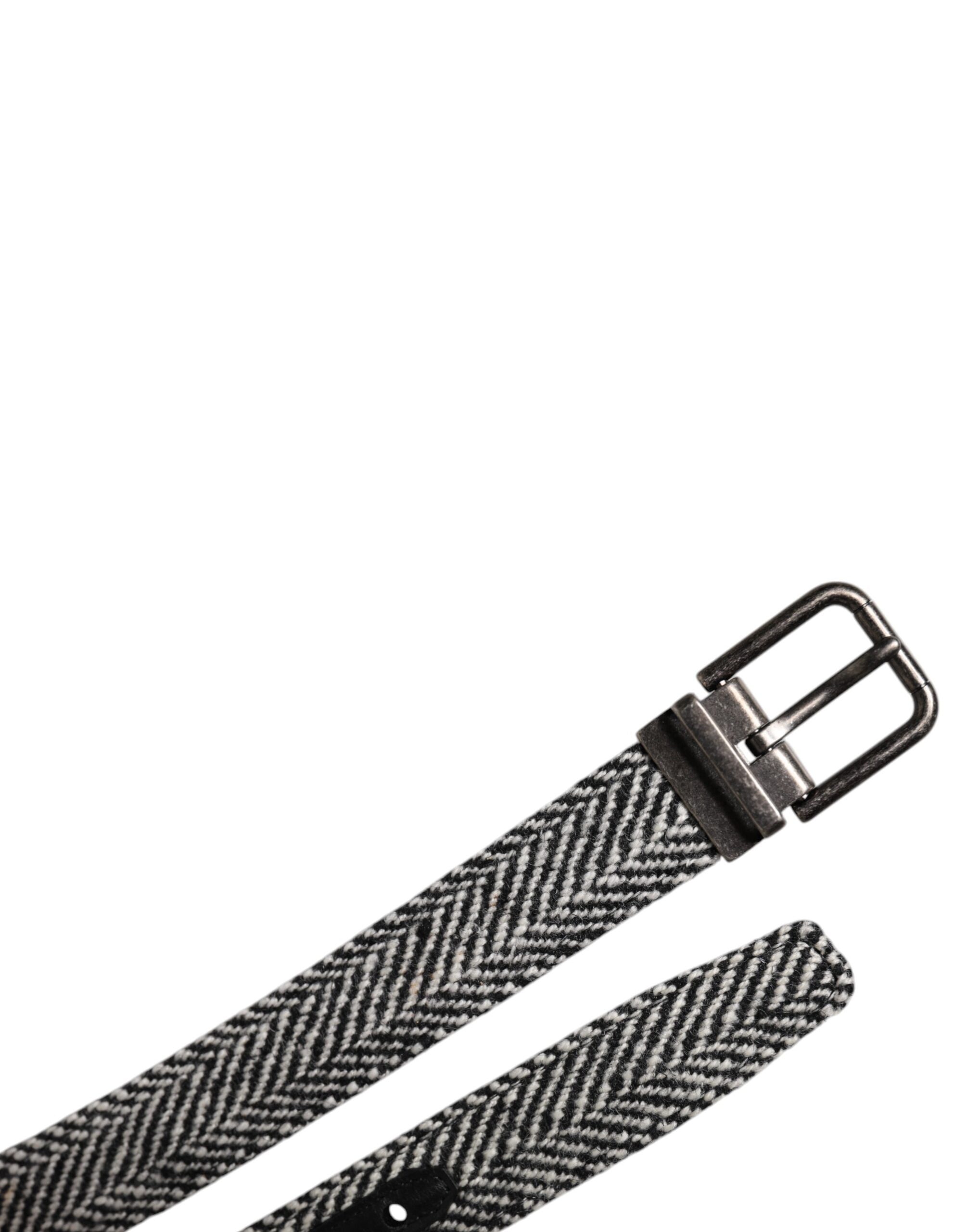 Dolce & Gabbana Gürtel mit Schnalle aus schwarzem, weißem und silberfarbenem Metall