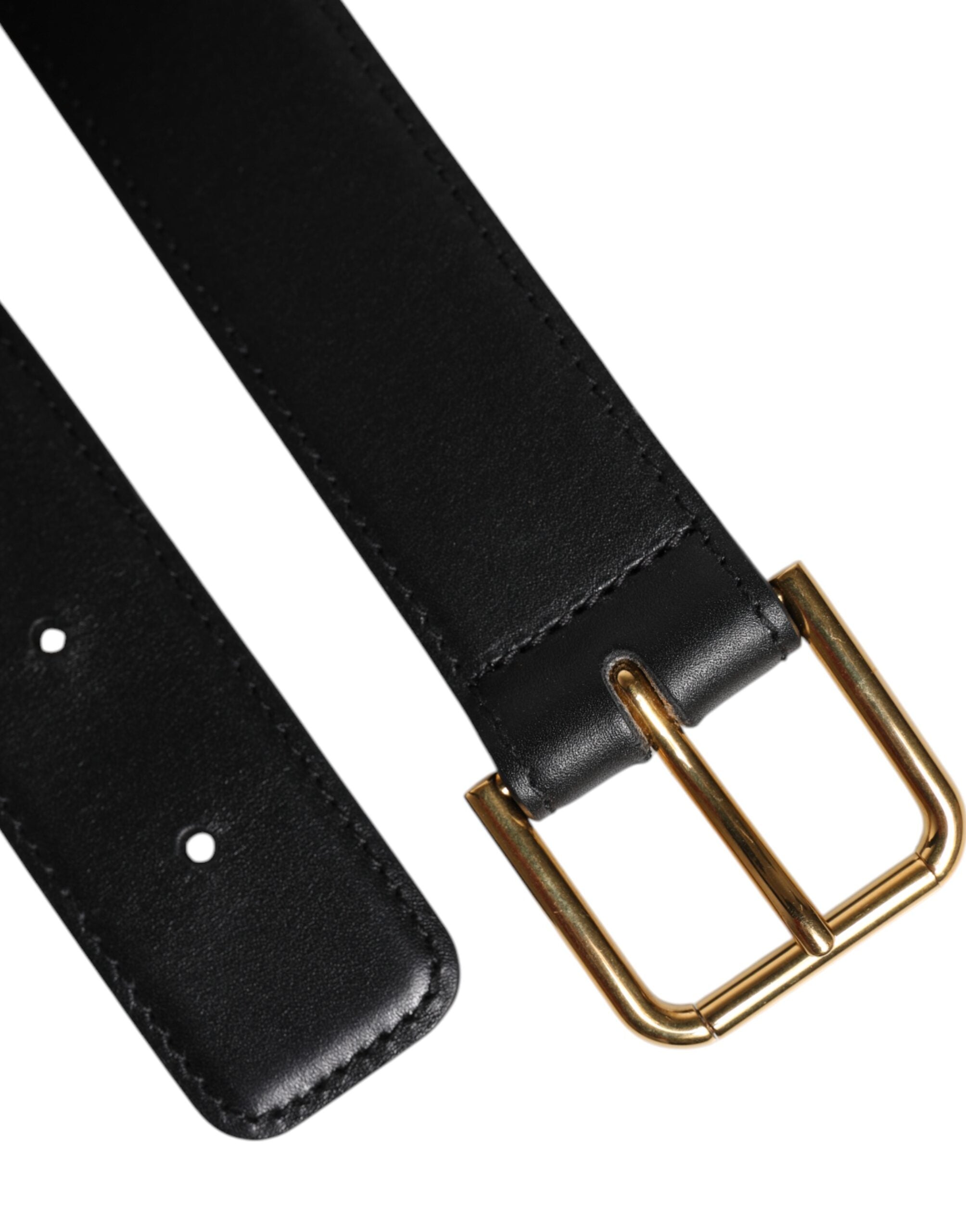Dolce & Gabbana Schwarzer Ledergürtel mit Metallschnalle