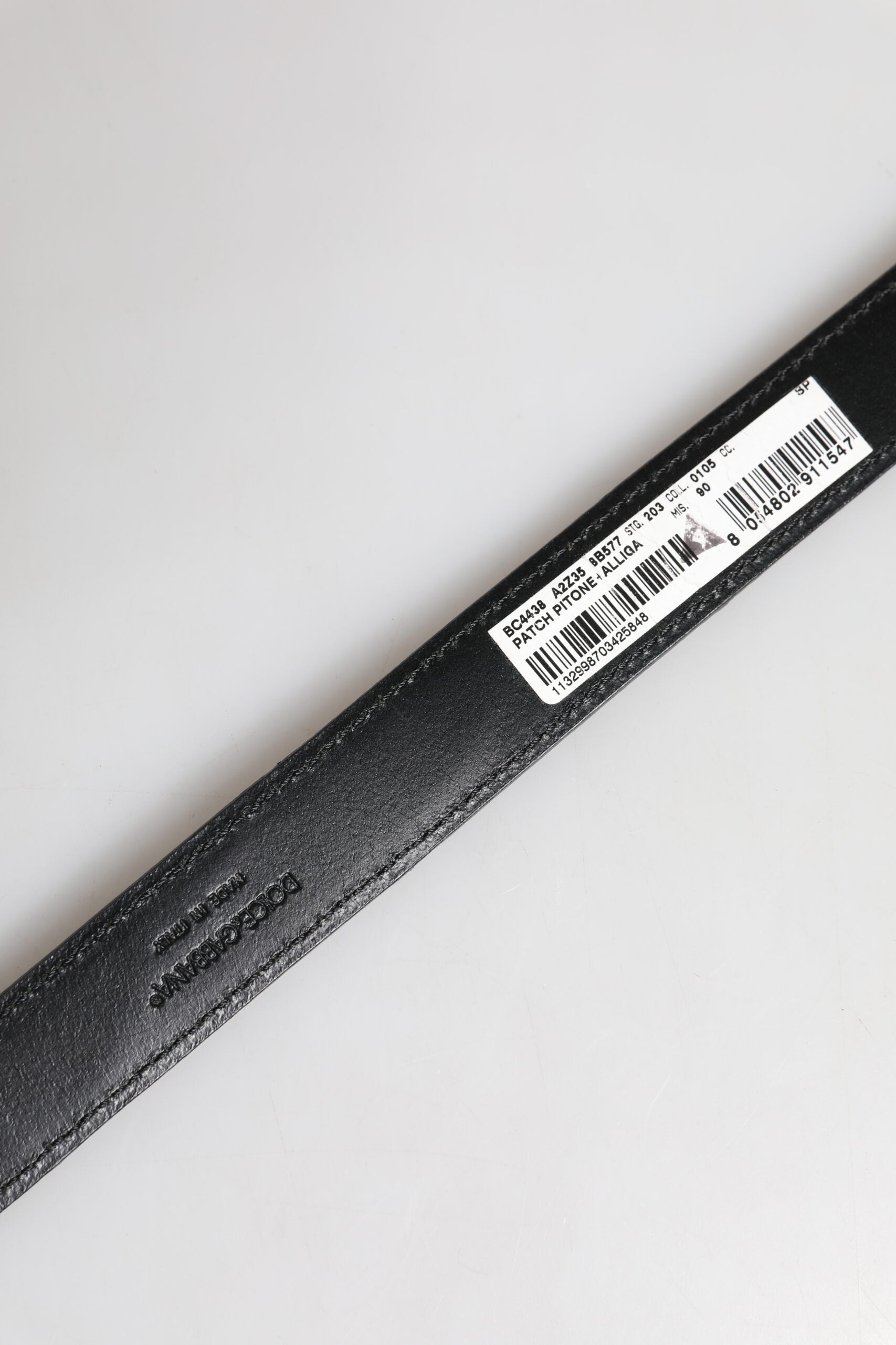 Dolce & Gabbana Gürtel mit Schnalle aus schwarzem Exotikleder und Metalllogo