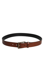 Dolce & Gabbana Bruine Kalfsleren Klassieke Metalen Gesp Riem