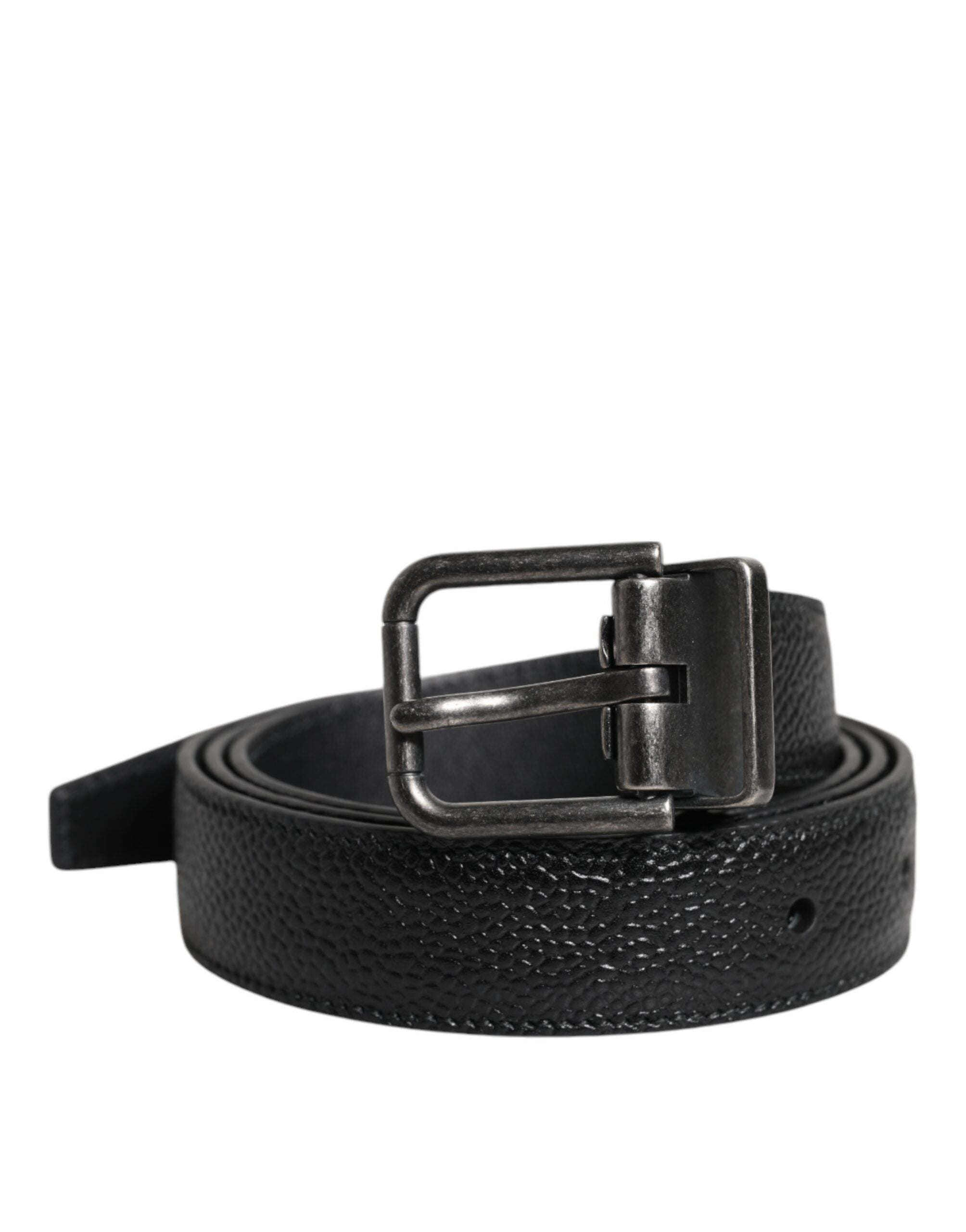 Dolce & Gabbana Schwarzer Gürtel aus Kalbsleder mit klassischer Metallschnalle