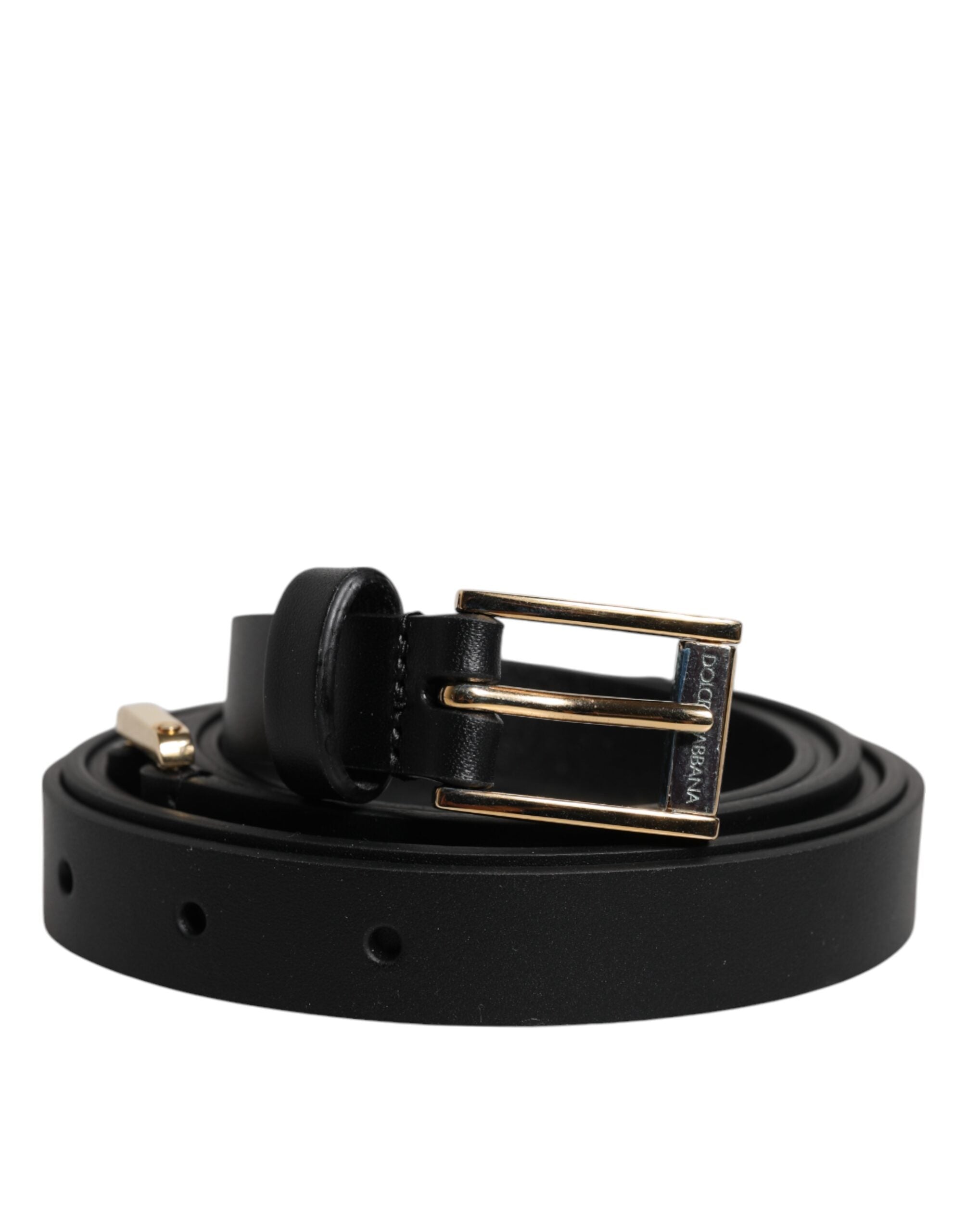 Dolce & Gabbana Gürtel aus schwarzem Kalbsleder mit klassischer Metallschnalle mit Logo