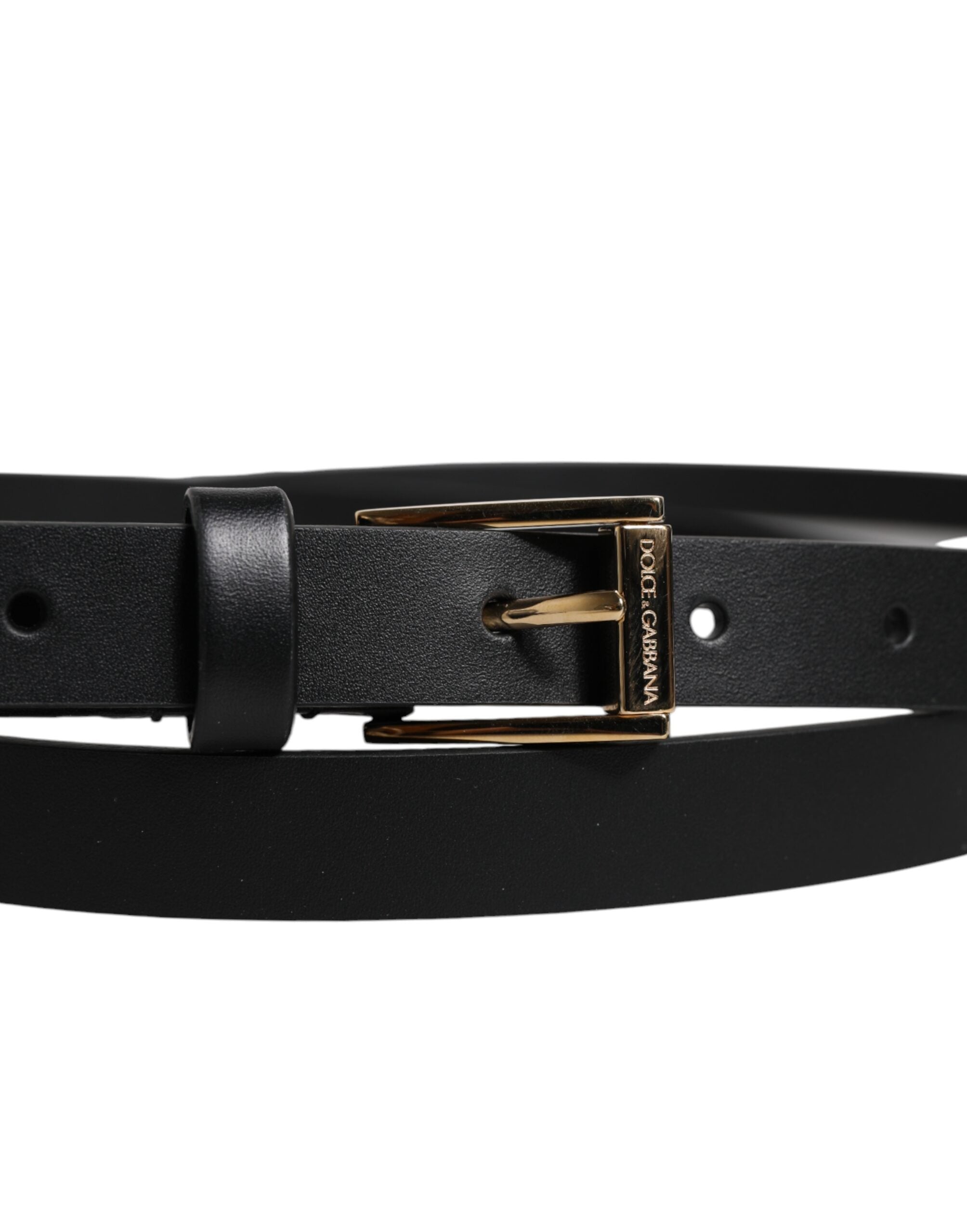 Dolce & Gabbana Gürtel aus schwarzem Kalbsleder mit klassischer Metallschnalle mit Logo