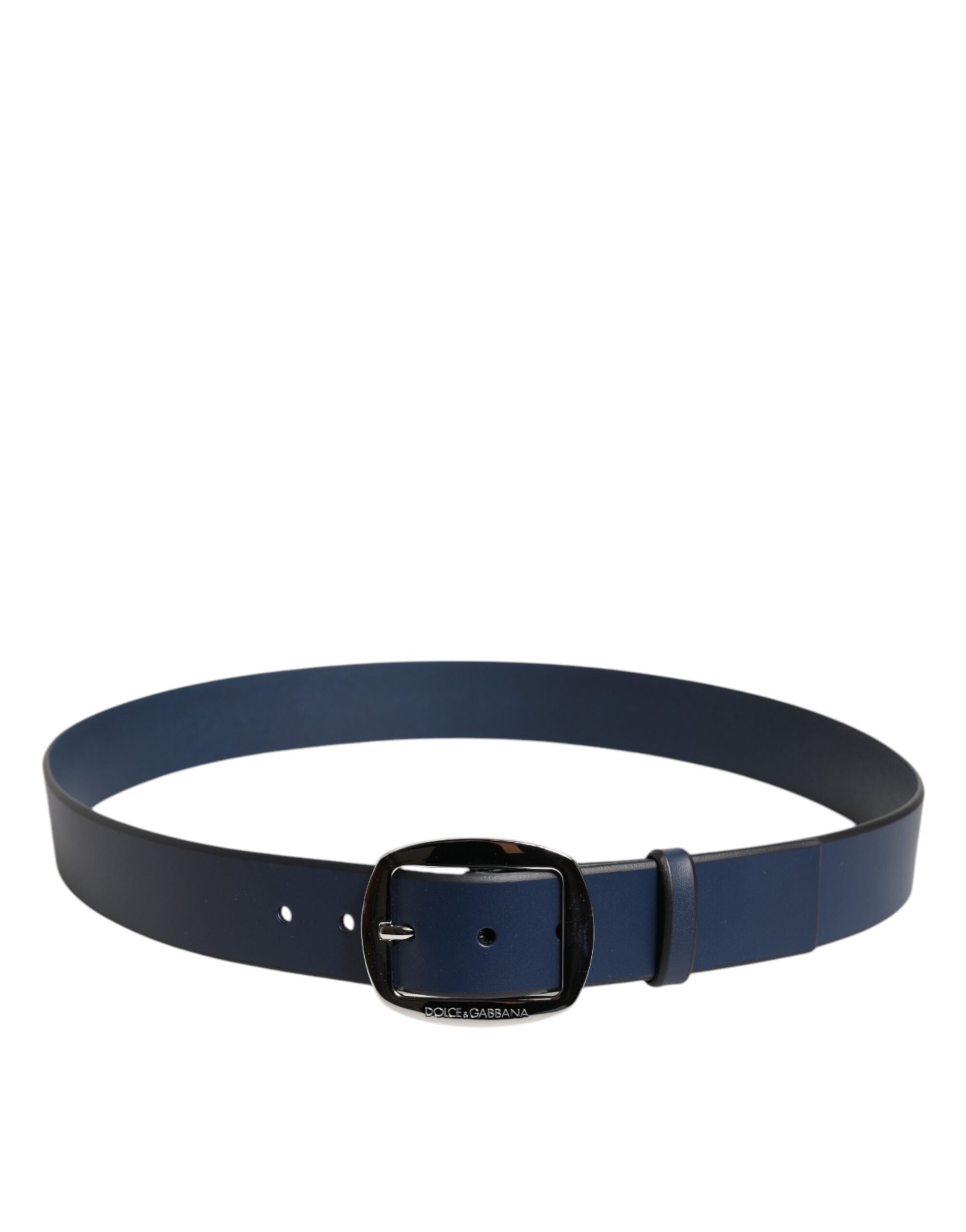 Dolce & Gabbana Gürtel aus blauem Kalbsleder mit klassischer Metallschnalle