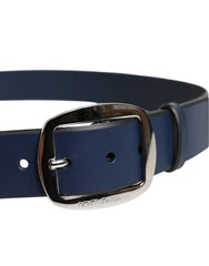 Dolce & Gabbana Gürtel aus blauem Kalbsleder mit klassischer Metallschnalle