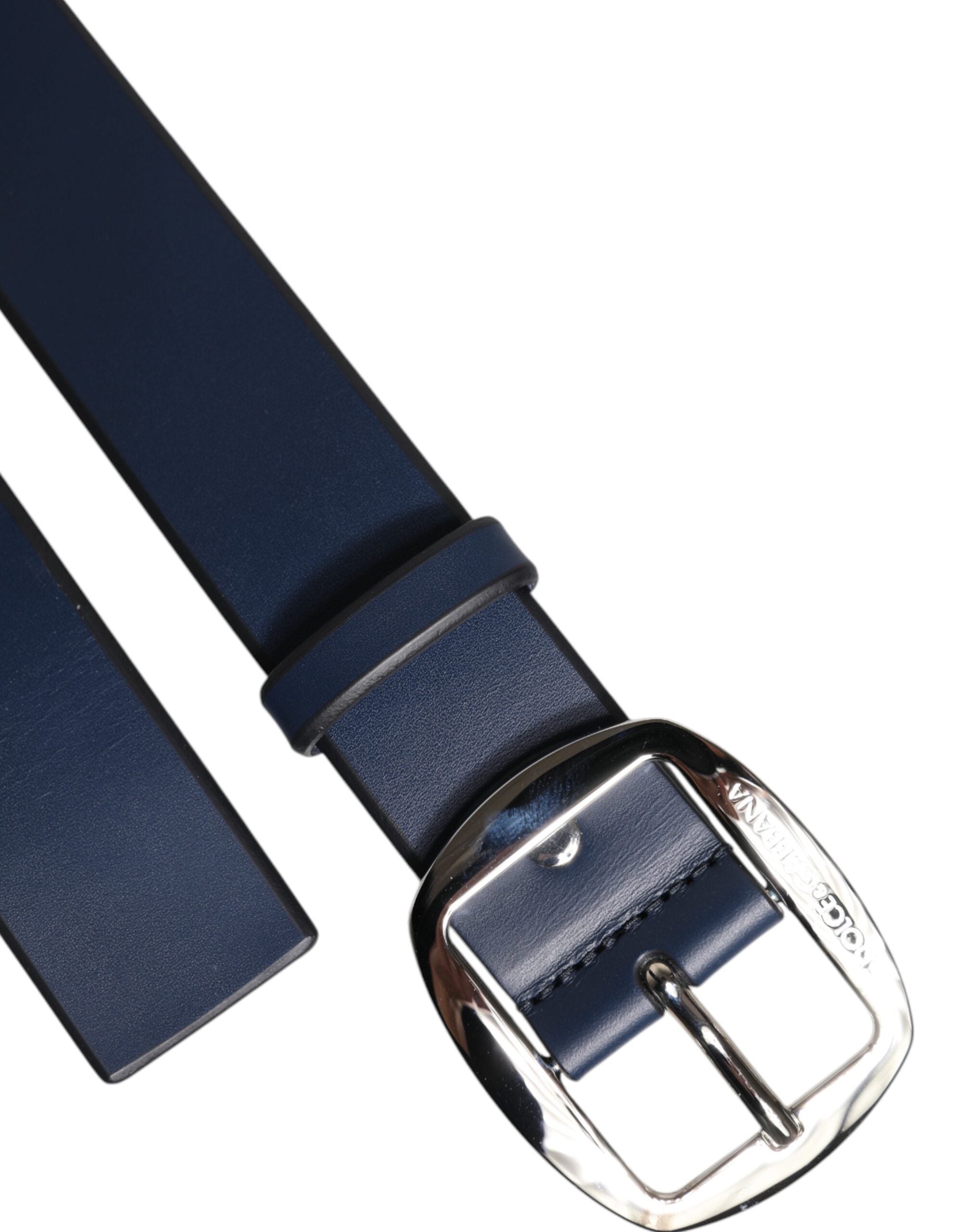 Dolce & Gabbana Gürtel aus blauem Kalbsleder mit klassischer Metallschnalle