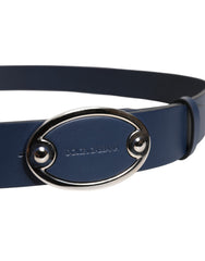 Dolce & Gabbana Blue Leather Classic Metal Logo Buckle Belt