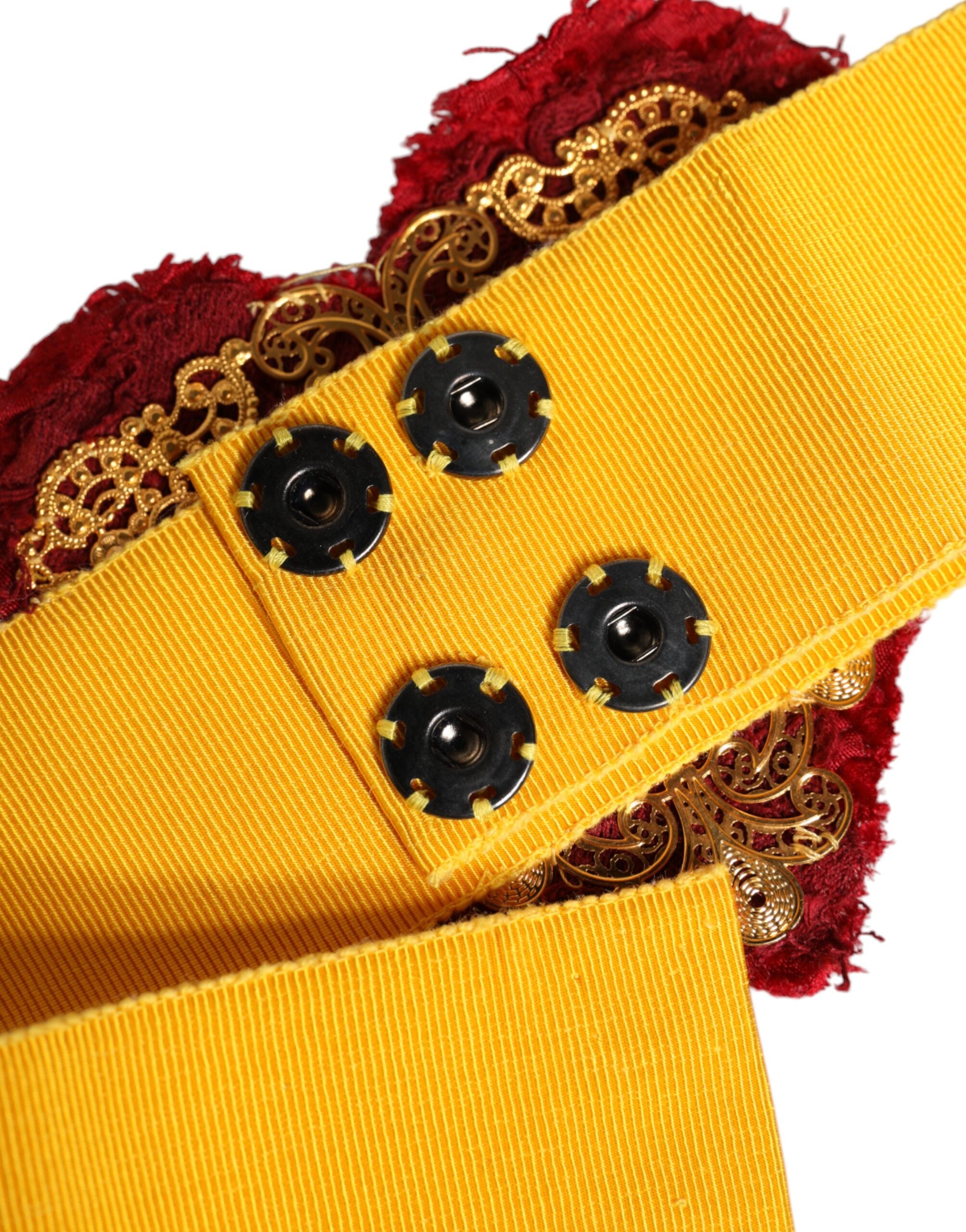 Dolce & Gabbana Gelber Stretch-Gürtel mit breiter Taille und Herzverzierung