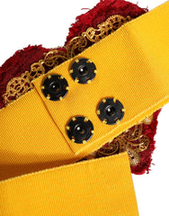 Dolce & Gabbana Gelber Stretch-Gürtel mit breiter Taille und Herzverzierung