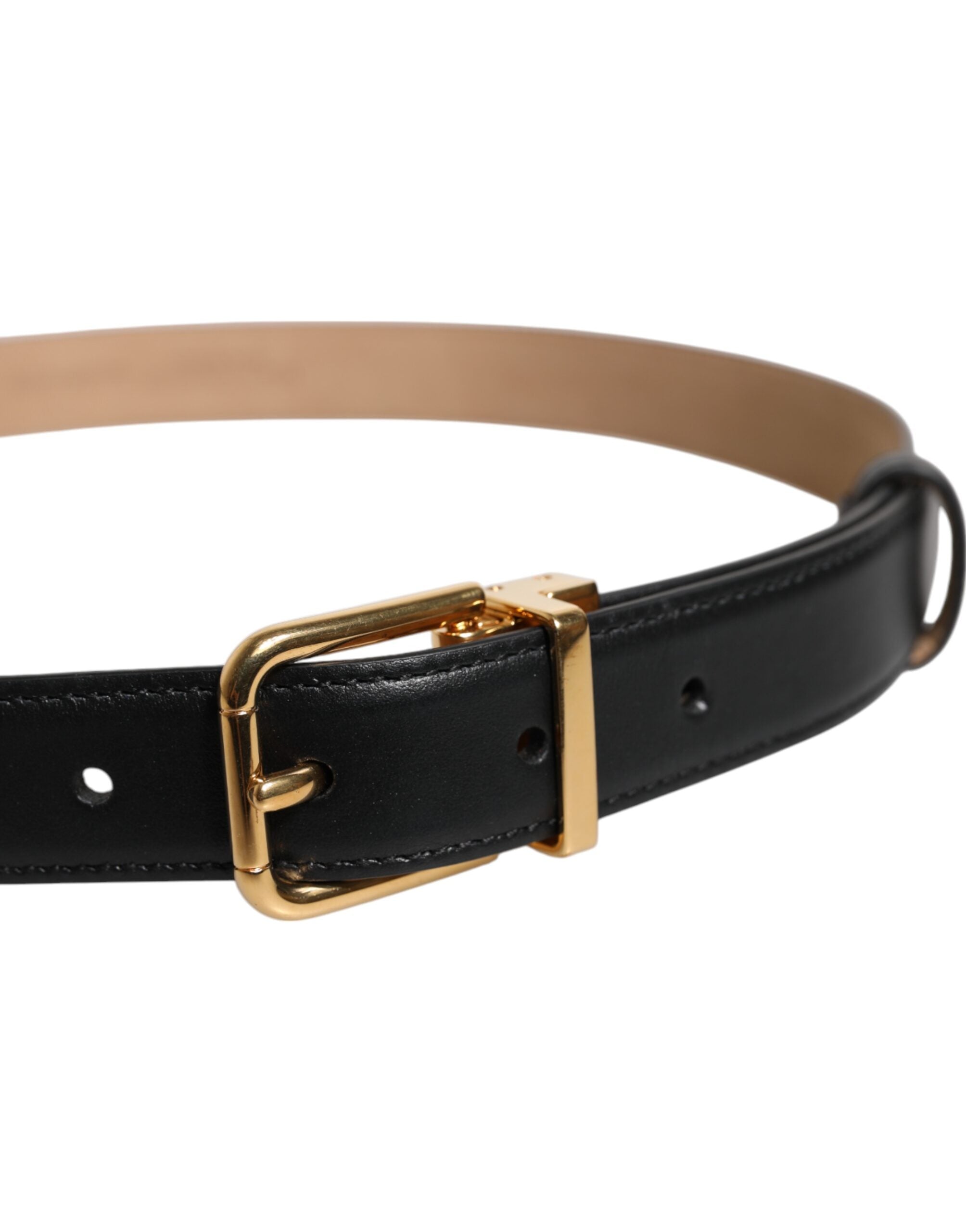 Dolce & Gabbana Gürtel aus schwarzem Leder mit Logo-Metallschnalle