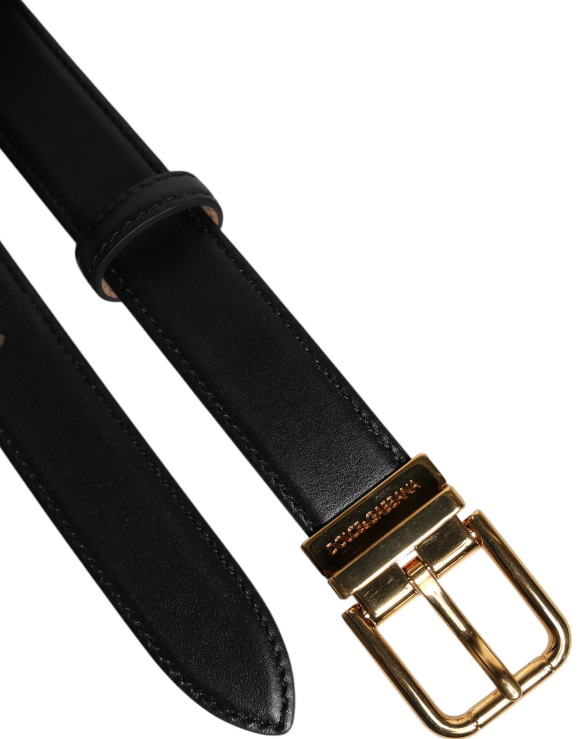 Dolce & Gabbana Gürtel aus schwarzem Leder mit Logo-Metallschnalle