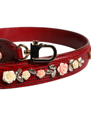 Dolce & Gabbana Rode Leren Tas met Bloemdetails en Schouderriem