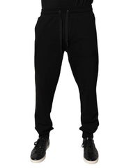 Dolce & Gabbana Black Cotton Mid Waist Jogger Sweatpants Pants