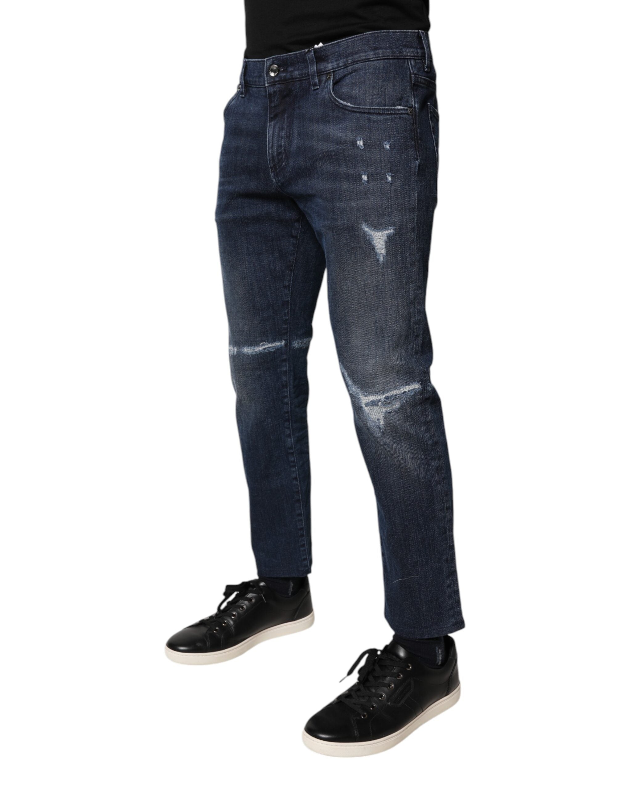 Dolce & Gabbana Blaue Stretch-Skinny-Jeans für Herren aus Baumwolle
