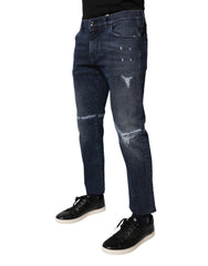 Dolce & Gabbana Blaue Stretch-Skinny-Jeans für Herren aus Baumwolle