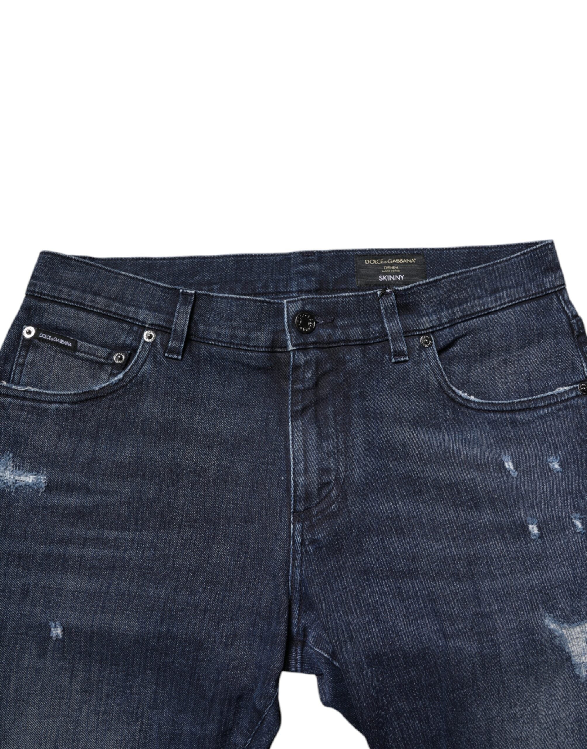 Dolce & Gabbana Blaue Stretch-Skinny-Jeans für Herren aus Baumwolle
